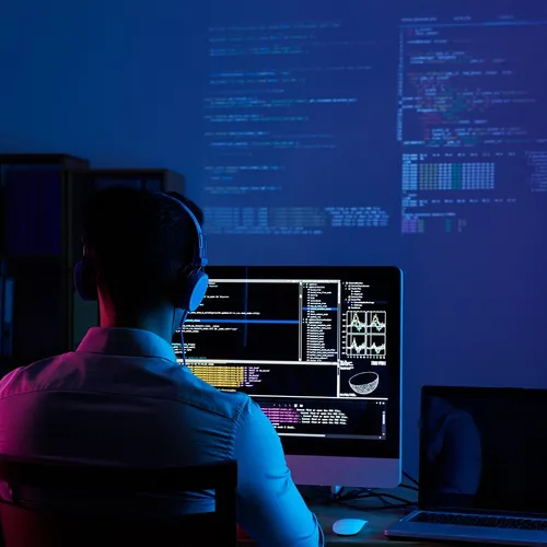 Desarrollador de software trabajando en código a medida